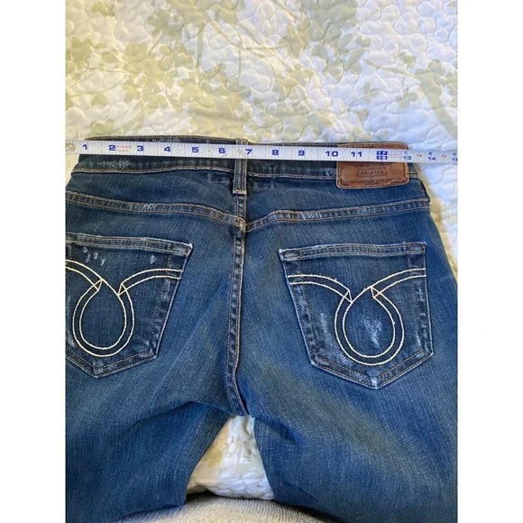BIG STAR 26L Liv Boot Cut Low Cut Blue Jeans Distressed Whiskered Embroidered - Picture 11 of 16